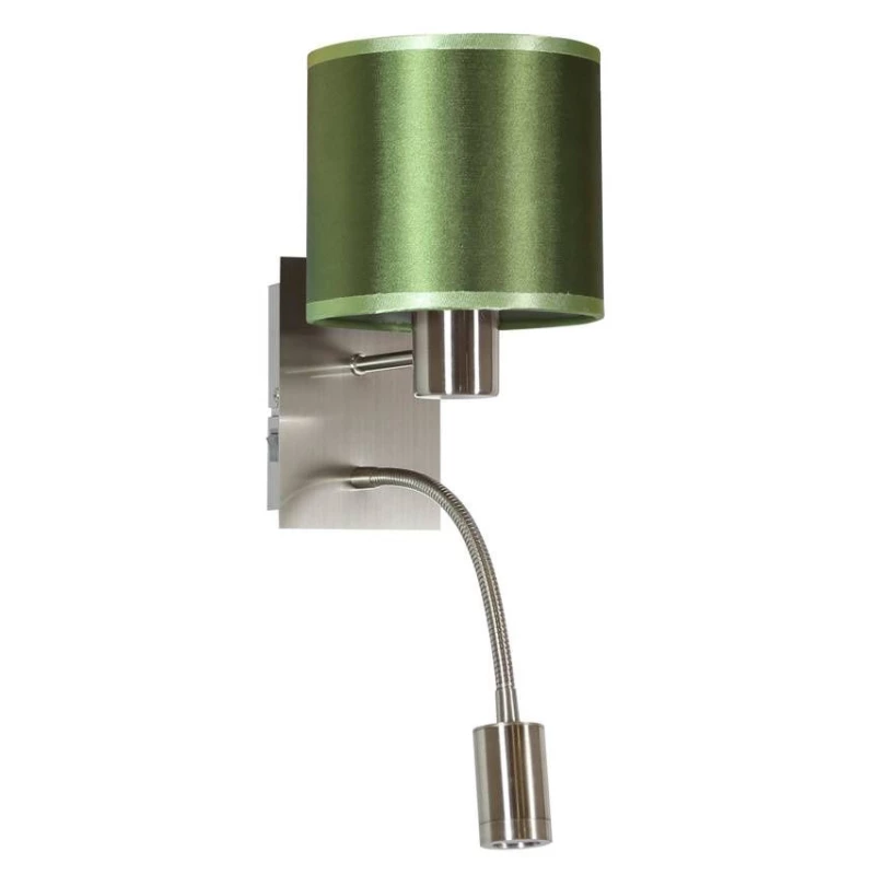 Nástěnná lampa se čtecím ramenem SYLWANA - 1xE14, 40W + LED 3W, chromovaná / zelená