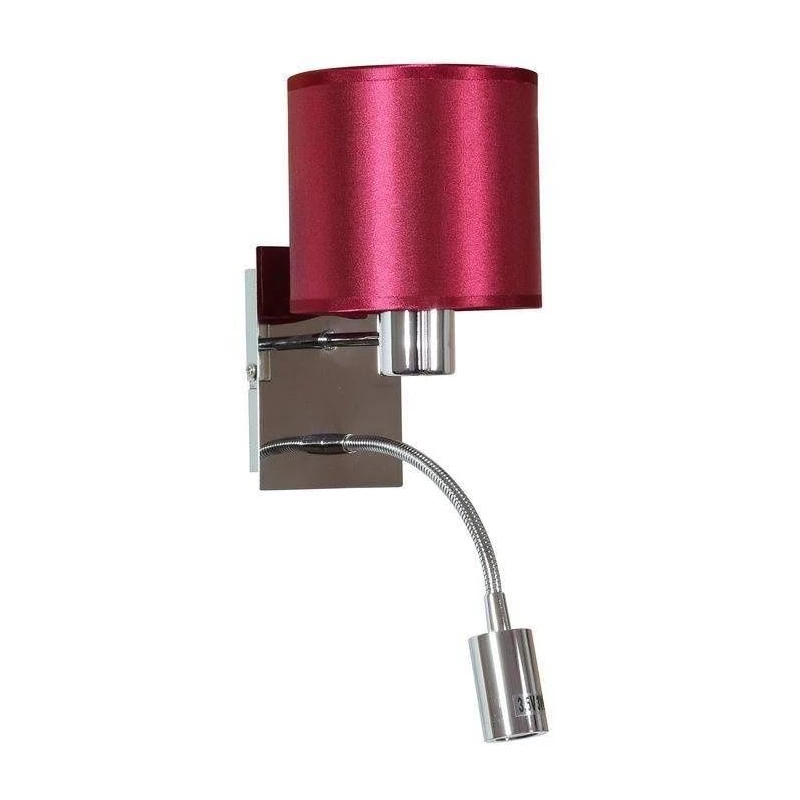 Nástěnná lampa se čtecím ramenem SYLWANA - 1xE14, 40W + LED 3W, chromovaná / červená