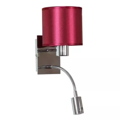 Nástěnná lampa se čtecím ramenem SYLWANA - 1xE14, 40W + LED 3W, chromovaná / červená