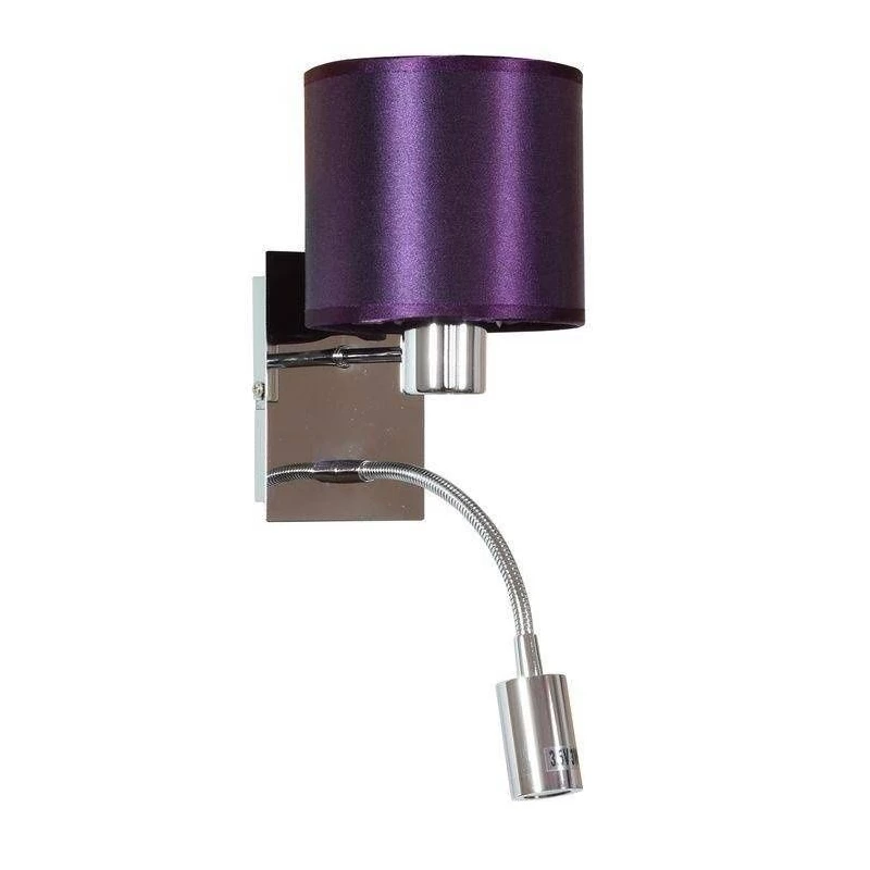 Nástěnná lampa se čtecím ramenem SYLWANA - 1xE14, 40W + LED 3W, chromovaná / fialová
