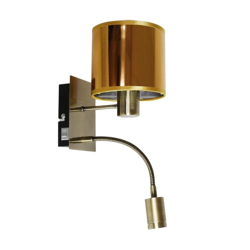Nástěnná lampa se čtecím ramenem SYLWANA - 1xE14, 40W + LED 3W, patina / zlatá