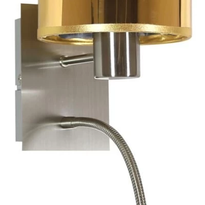 Nástěnná lampa se čtecím ramenem SYLWANA - 1xE14, 40W + LED 3W, stříbrná / zlatá
