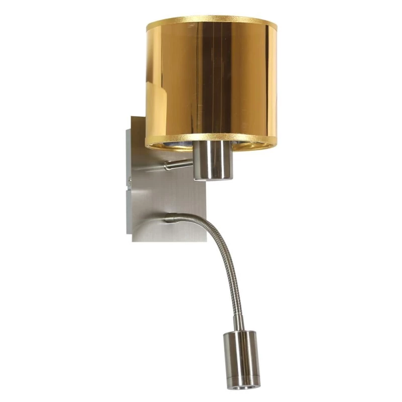 Nástěnná lampa se čtecím ramenem SYLWANA - 1xE14, 40W + LED 3W, stříbrná / zlatá
