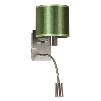 Nástěnná lampa se čtecím ramenem SYLWANA - 1xE14, 40W + LED 3W, stříbrná / zelená
