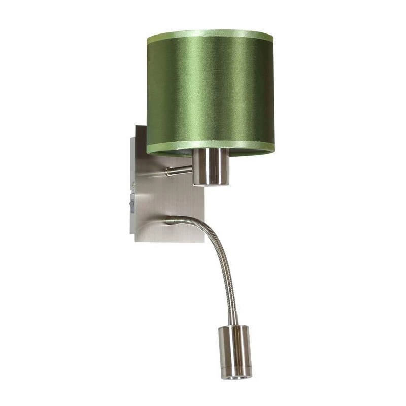 Nástěnná lampa se čtecím ramenem SYLWANA - 1xE14, 40W + LED 3W, stříbrná / zelená