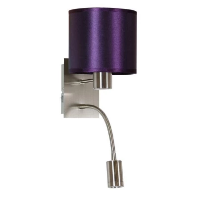 Nástěnná lampa se čtecím ramenem SYLWANA - 1xE14, 40W + LED 3W, stříbrná / fialová