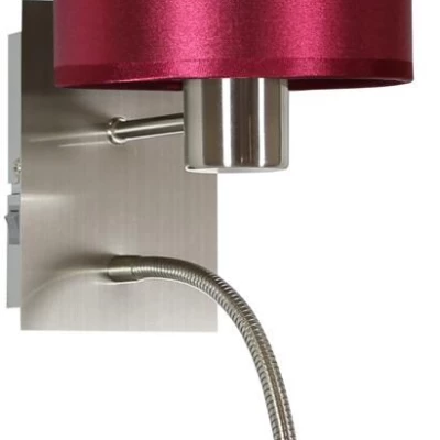 Nástěnná lampa se čtecím ramenem SYLWANA - 1xE14, 40W + LED 3W, stříbrná / červená