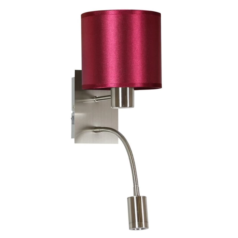 Nástěnná lampa se čtecím ramenem SYLWANA - 1xE14, 40W + LED 3W, stříbrná / červená