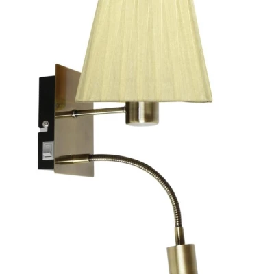 Nástěnné světlo se čtecím ramenem SYLWANA - 1xE14, 40W + LED 3W, patina / žluté