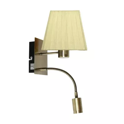 Nástěnné světlo se čtecím ramenem SYLWANA - 1xE14, 40W + LED 3W, patina / žluté