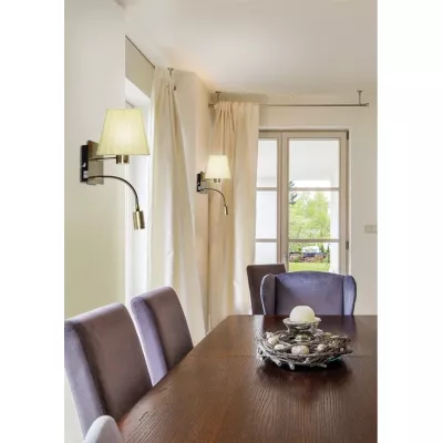 Nástěnné světlo se čtecím ramenem SYLWANA - 1xE14, 40W + LED 3W, patina / žluté