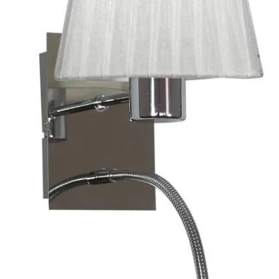 Nástěnné světlo se čtecím ramenem SYLWANA - 1xE14, 40W + LED 3W, chromované / bílé