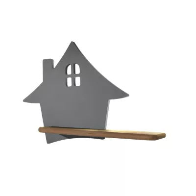Dětská LED lampička na zeď s poličkou HOUSE - 4W, 4000K (denní bílá), šedá