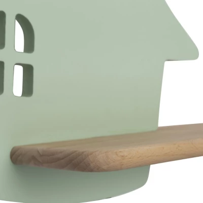 Dětská LED lampička na zeď s poličkou HOUSE - 4W, 4000K (denní bílá), mátová