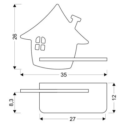 Dětská LED lampička na zeď do zásuvky HOUSE - 4W, 4000K (denní bílá), šedá