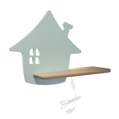 Dětská LED lampička na zeď do zásuvky HOUSE - 4W, 4000K (denní bílá), mátová