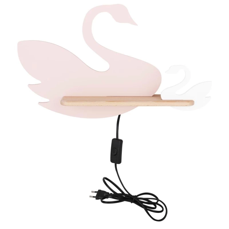 Nástěnné dětské LED světlo do zásuvky SWAN - 5W, 4000K (denní bílá), bílé / růžové
