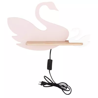 Nástěnné dětské LED světlo do zásuvky SWAN - 5W, 4000K (denní bílá), bílé / růžové