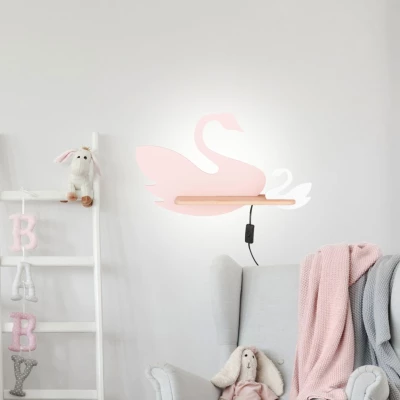 Nástěnné dětské LED světlo do zásuvky SWAN - 5W, 4000K (denní bílá), bílé / růžové