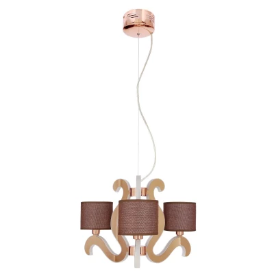 Tříramenné závěsné světlo AMBROSIA - 3xE14, 40W + LED 18,4W, 2800K (teplá bílá), měděné