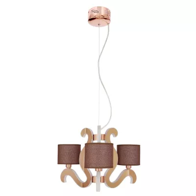 Tříramenné závěsné světlo AMBROSIA - 3xE14, 40W + LED 18,4W, 2800K (teplá bílá), měděné