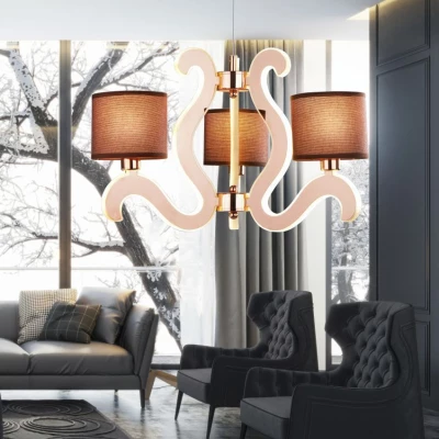Tříramenné závěsné světlo AMBROSIA - 3xE14, 40W + LED 18,4W, 2800K (teplá bílá), měděné