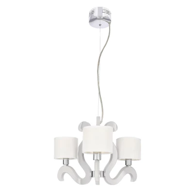 Tříramenné závěsné světlo AMBROSIA - 3xE14, 40W + LED 18,4W, 2800K (teplá bílá), chromované