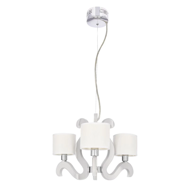 Tříramenné závěsné světlo AMBROSIA - 3xE14, 40W + LED 18,4W, 2800K (teplá bílá), chromované