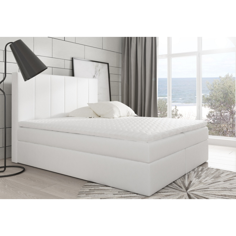 Čalouněná jednolůžková postel Daria bílá eko kůže 120 + toper zdarma