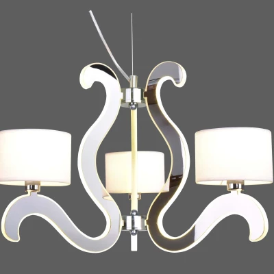 Tříramenné závěsné světlo AMBROSIA - 3xE14, 40W + LED 18,4W, 2800K (teplá bílá), chromované