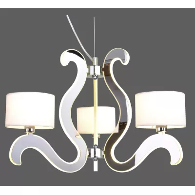 Tříramenné závěsné světlo AMBROSIA - 3xE14, 40W + LED 18,4W, 2800K (teplá bílá), chromované