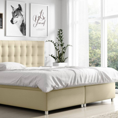 Velká čalouněná postel Diana béžová 200 + Topper zdarma