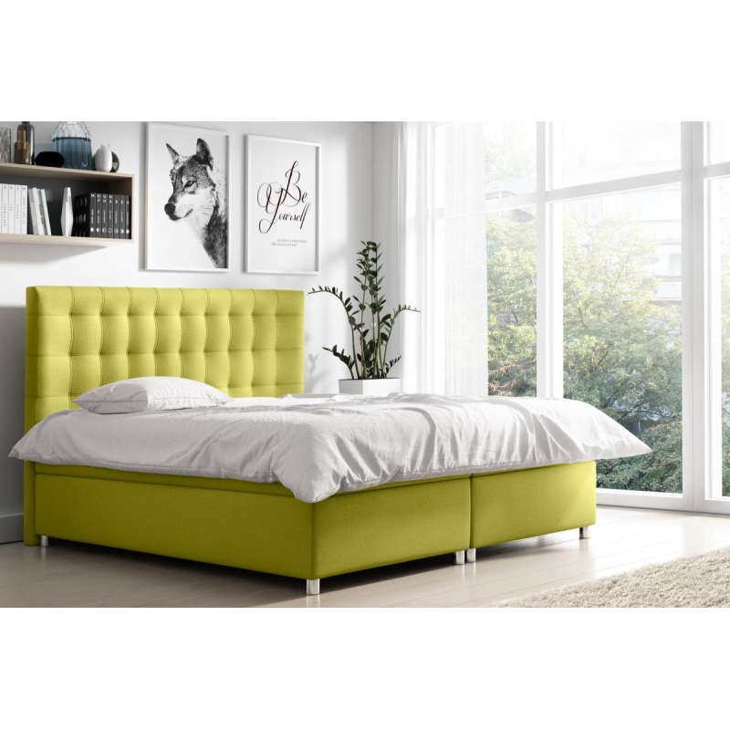 Boxspringová čalouněná postel Diana zelená 160 + Topper zdarma