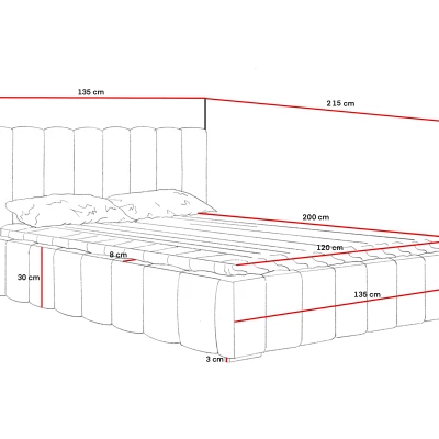 Čalouněné jednolůžko 120x200 s úložným prostorem BURKE - vanilkové