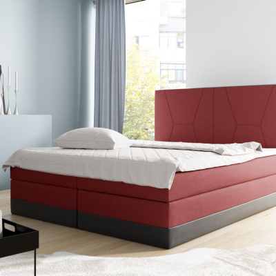 Čalouněná jednolůžková postel Stefani červená, černá 120 + toper zdarma