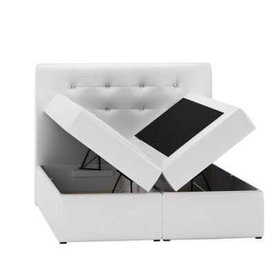Boxspringová čalouněná postel Stefani hnědá, bílá 160 + toper zdarma