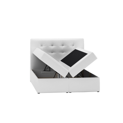 Čalouněná manželská postel Stefani šedomodrá, bílá 180 + toper zdarma