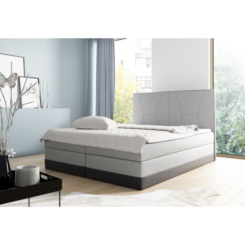 Velká čalouněná postel Stefani šedá 200 + toper zdarma
