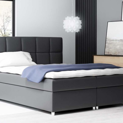 Velká čalouněná postel Tina černá eko kůže 200 + toper zdarma