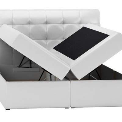 Boxspringová čalouněná postel SARA černá eko kůže 160 + toper zdarma