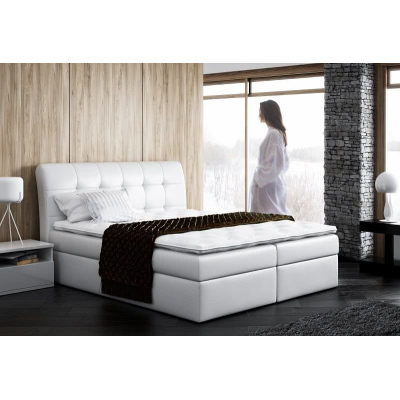 Čalouněná jednolůžková postel SARA bílá eko kůže 120 + toper zdarma