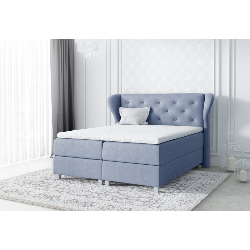 Velká čalouněná postel Eveli modrá 200 + Topper zdarma