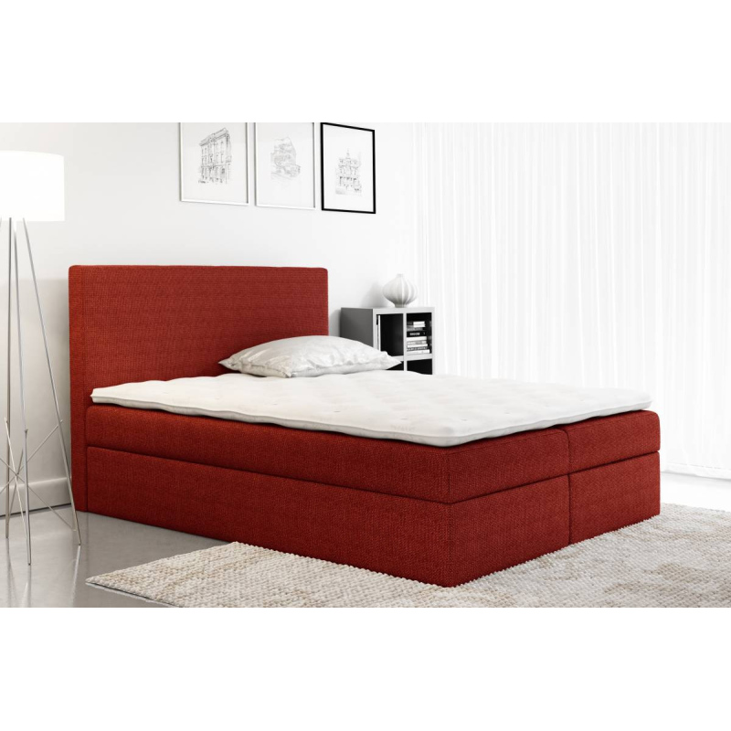 Velká čalouněná postel Ella červená 200 + Topper zdarma