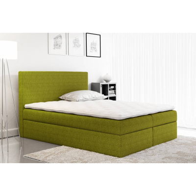 Velká čalouněná postel Ella zelená 200 + Topper zdarma