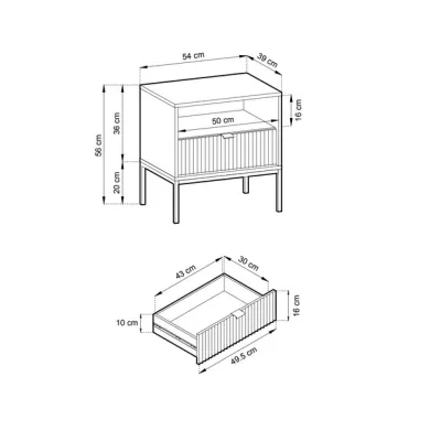 Noční stolek MISHEEL - kašmír / černý