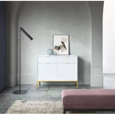 Kombinovaná komoda MISHEEL - bílá / zlatá