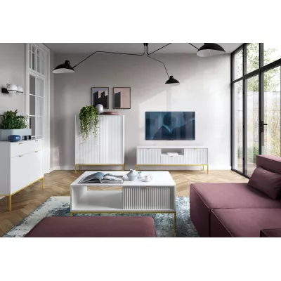 Kombinovaná komoda MISHEEL - bílá / zlatá