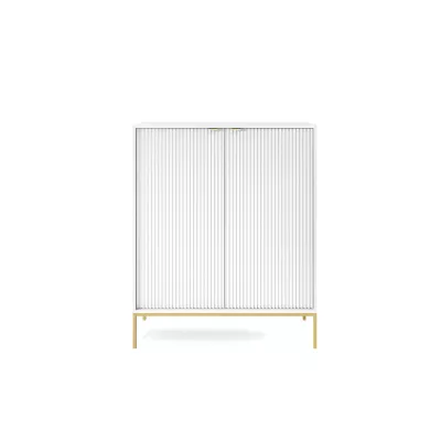 Vysoká komoda MISHEEL - bílá / zlatá