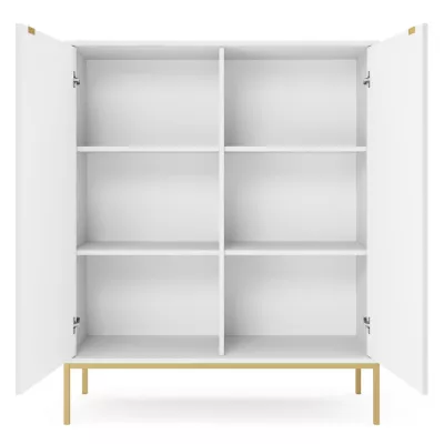 Vysoká komoda MISHEEL - bílá / zlatá