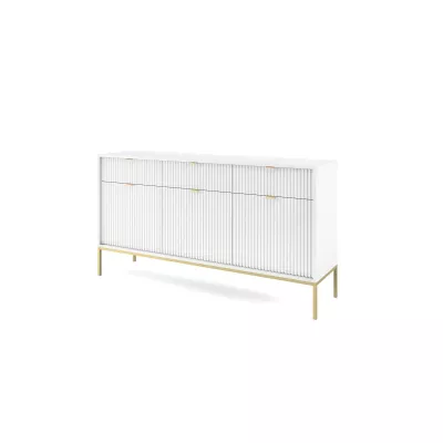 Široká kombinovaná komoda MISHEEL - bílá / zlatá